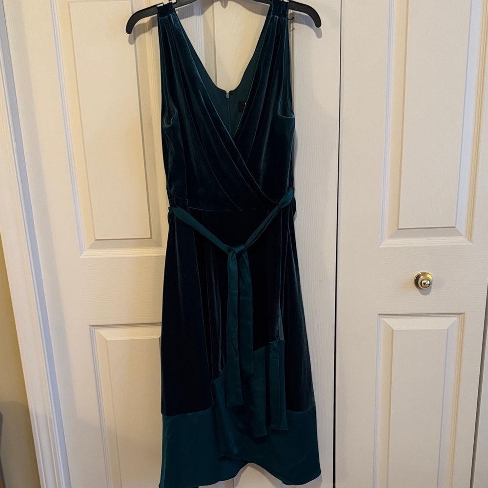 DKNY Dark Teal Velvet Midi Dress